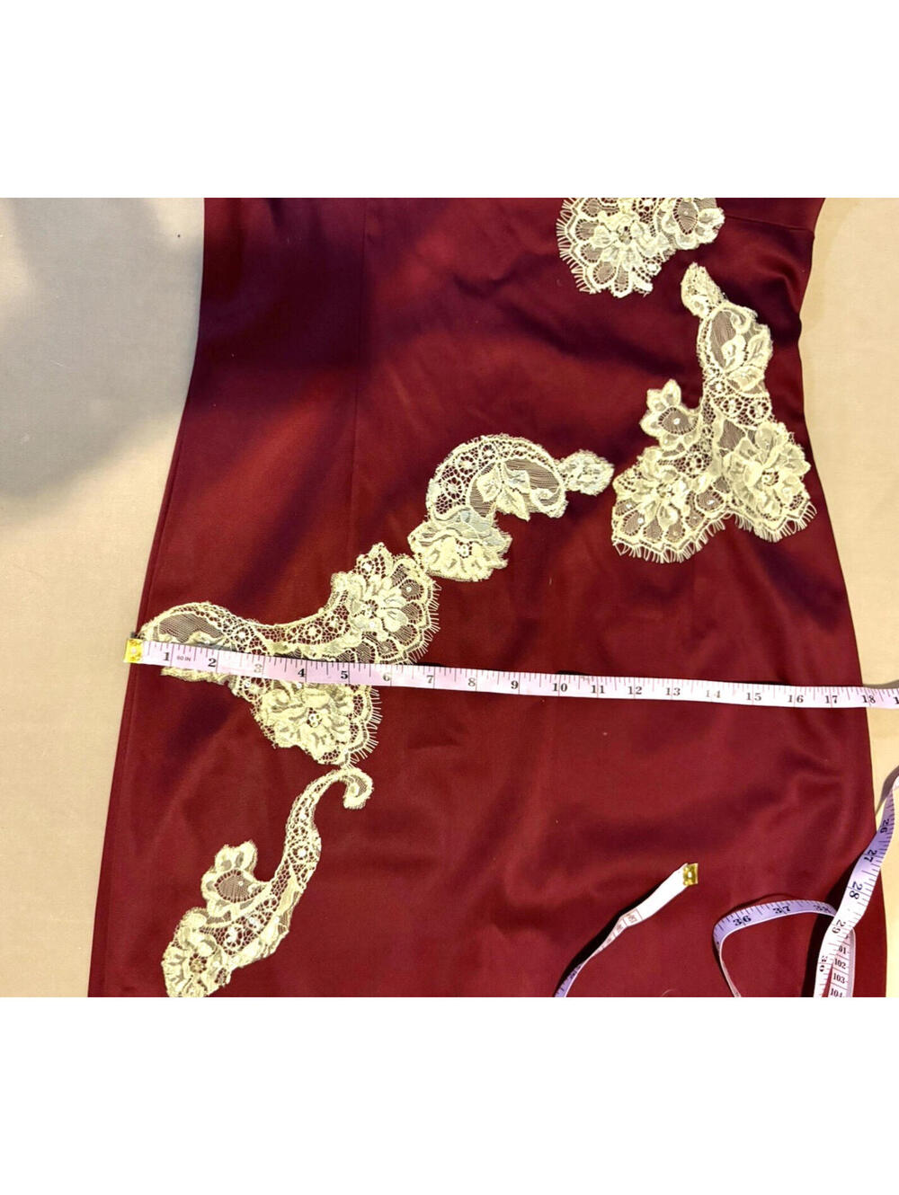 Adrianna Papell Burgundy Halter Lace Party Dress Women's Size 8 - Picture 14 of 15